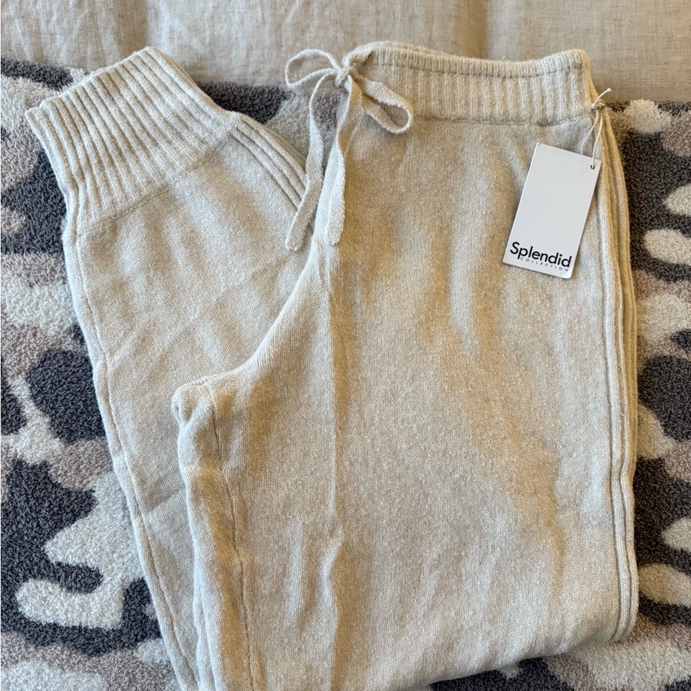 NWT Splendid Ophelia Sweater Jogger Pants - Cashmere Blend - Ivory